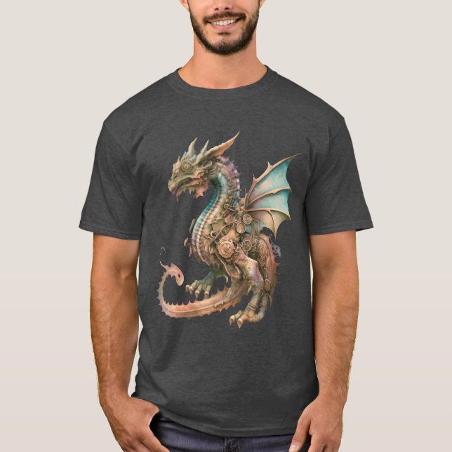 Steampunk Vintage Dragon gift T-Shirt (Front)