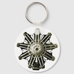 Steampunk Vintage Gemma Airplane Engine Template Key Ring