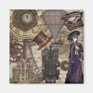 Steampunk Vintage Industrial Victorian Fantasy Art Magnet