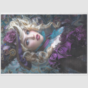 Steampunk Vintage Lady Decoupage  Tissue Paper