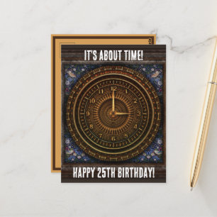 Steampunk Vintage Old-Fashioned Copper Clockwork Postcard