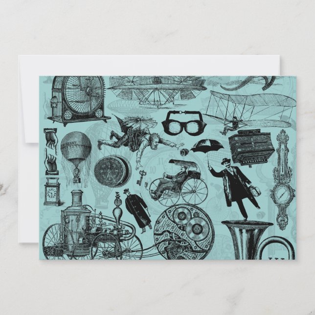 Steampunk Vintage Party Celebration Invitation (Front)