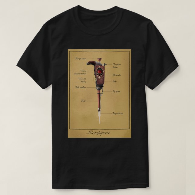 Steampunk Vintage Pipette Diagram T-Shirt (Design Front)