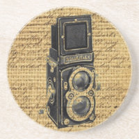 steampunk vintage scripts burlap antique camera