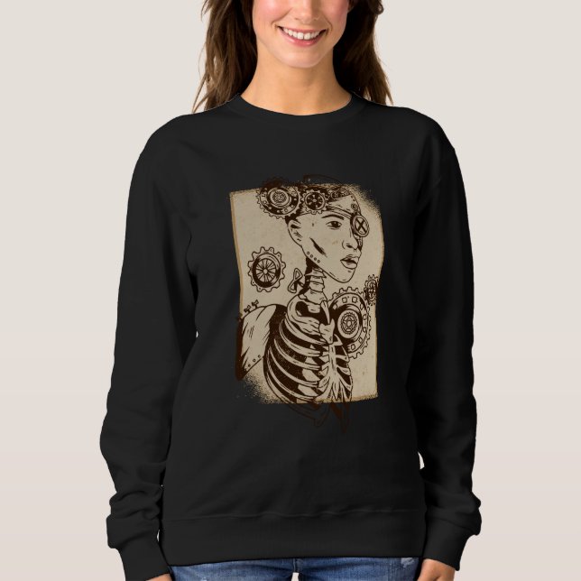Steampunk vintage skeleton scary face sweatshirt (Front)