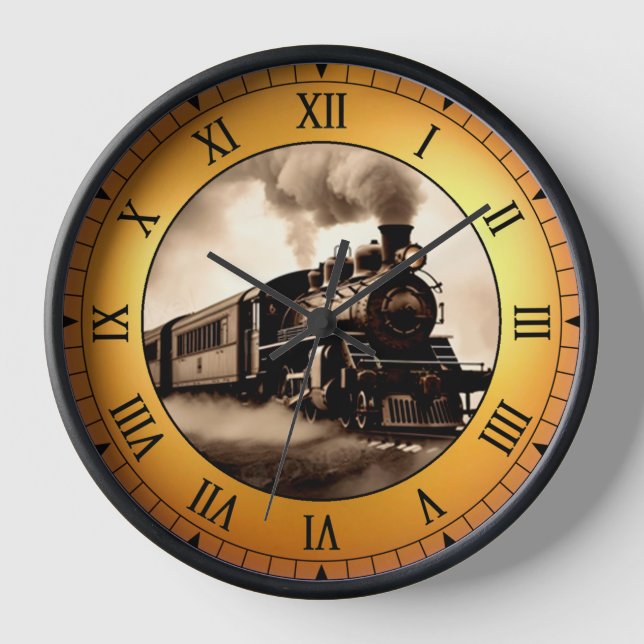 Steampunk Vintage Steam Engine Locomotive ~ * ~ Clock (Front)
