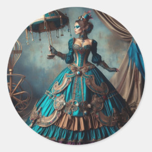 Steampunk Vintage Victorian Lady Circus Performer Classic Round Sticker
