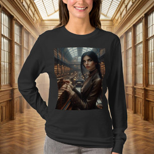 Steampunk Vintage Victorian Lady Librarian T-Shirt