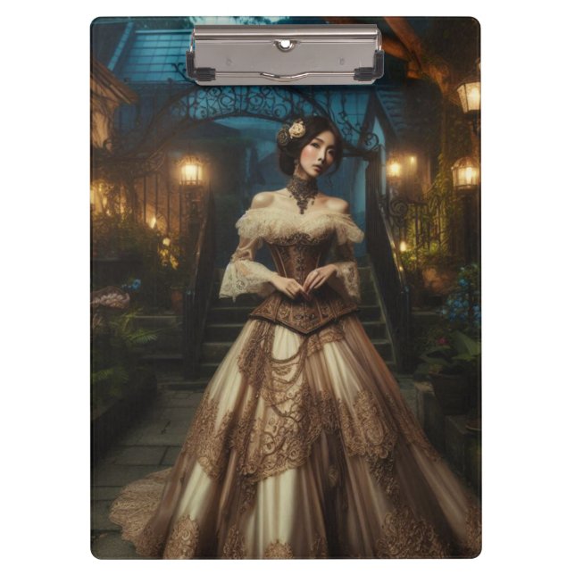 Steampunk Vintage Victorian Moonlight Lady Clipboard (Front)