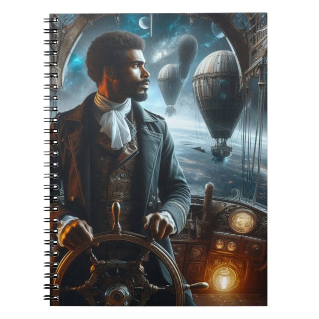 Steampunk Vintage Victorian Space Air Captain Notebook (Front)