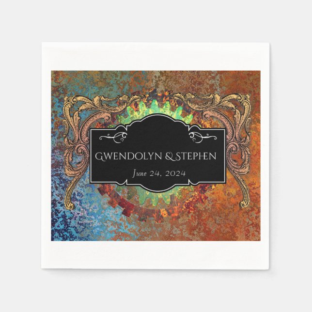 Steampunk Vintage Wedding Personalised  Napkin (Front)