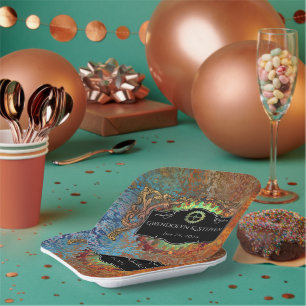 Steampunk Vintage Wedding Personalised  Paper Plate