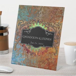 Steampunk Vintage Wedding Personalised Pedestal Sign