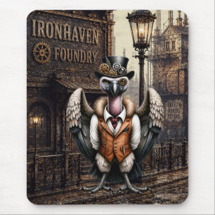Steampunk Vulture in an Industrial City Mouse Pad