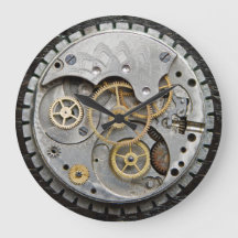 SteamPunk Wall Clock, Silver Clock, Acrylic Clock