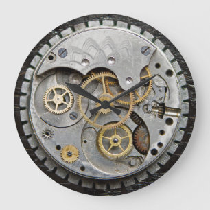 SteamPunk Wall Clock, Silver Clock, Acrylic Clock