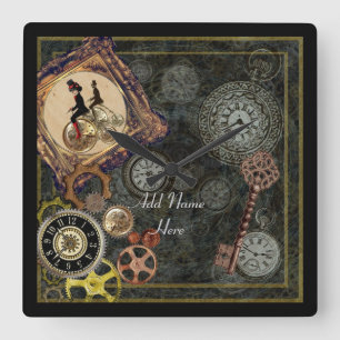 Steampunk wallclock square - add name customise