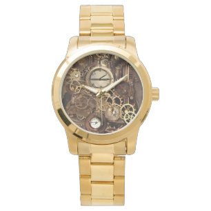 Steampunk Watch Gears Gold Mens Art Watch