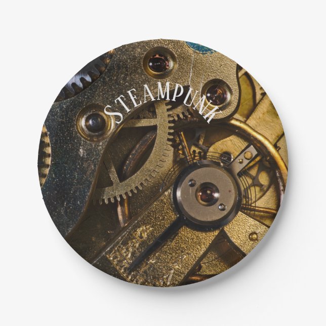 Steampunk Watch Mechanism Paper Plate (Front)