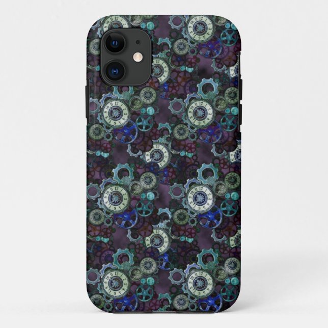 steampunk watch parts - purple print by LeahG Case-Mate iPhone Case (Back)