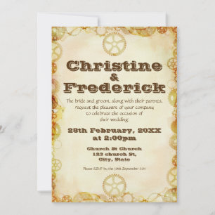 Steampunk Wedding,  5"x7" invitation