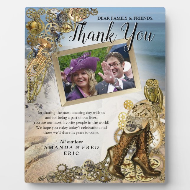 Steampunk Wedding by the Sea Thank You Plaque (Front)