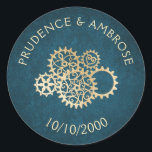 Steampunk Wedding Classic Round Sticker<br><div class="desc">If you and your beloved have clockwork hearts,  this is the luscious steampunk design for you!</div>