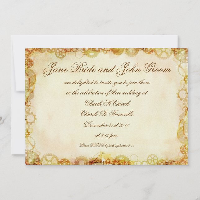 Steampunk Wedding, invitation (Front)