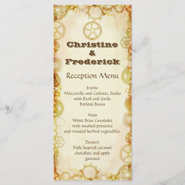 Steampunk Wedding, menu and program (Front)
