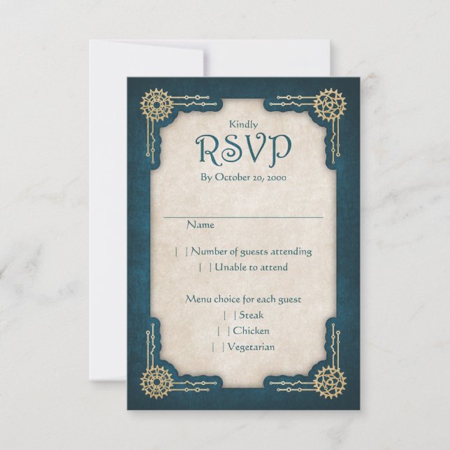 Steampunk Wedding RSVP Card (Front)