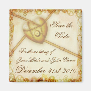 Steampunk Wedding, save the date magnet
