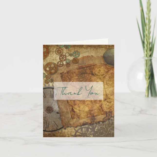 Steampunk Wedding Thank You Message Cards (Front)