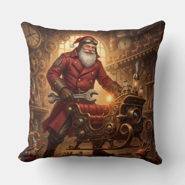 Steampunk Weihnachtsmann Werkstatt Cushion (Front)