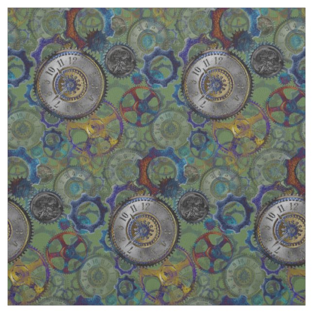 Steampunk wheels gears cogs watch face pattern fabric (Swatch)