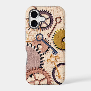 Steampunk Wheels, Gears, Keys, Old Map Oil Paint