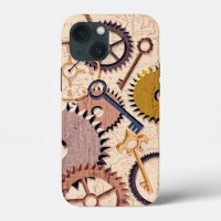 Steampunk Wheels, Gears, Keys, Old Map Oil Paint