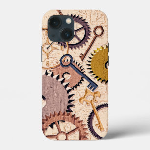 Steampunk Wheels, Gears, Keys, Old Map Oil Paint iPhone 13 Mini Case
