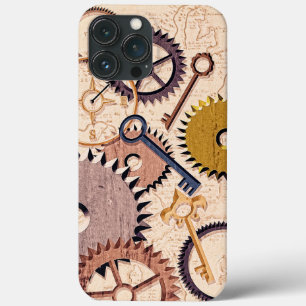 Steampunk Wheels, Gears, Keys, Old Map Oil Paint iPhone 13 Pro Max Case