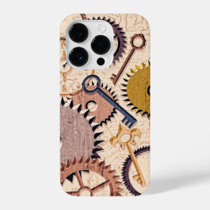 Steampunk Wheels, Gears, Keys, Old Map Oil Paint iPhone 14 Pro Case