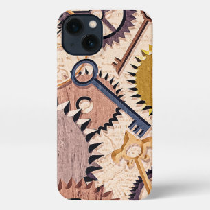 Steampunk Wheels, Gears, Keys, Old Map Oil Paint iPhone 13 Case