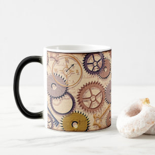 Steampunk Wheels, Gears, Keys, Old Map Oil Paint Magic Mug