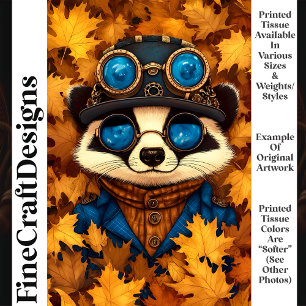 Steampunk Whimsy Cute Raccoon Autumn T2 Decoupage Tissue Paper