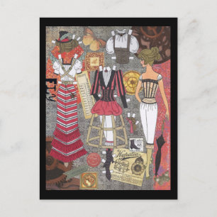 Steampunk Whimsy Paper Doll Art by Alina Kolluri Postcard