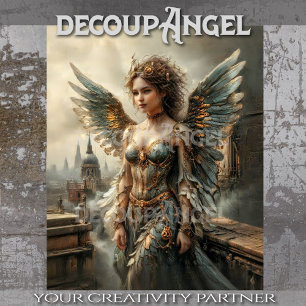 Steampunk Winged Guardian Decoupage Tissue Paper