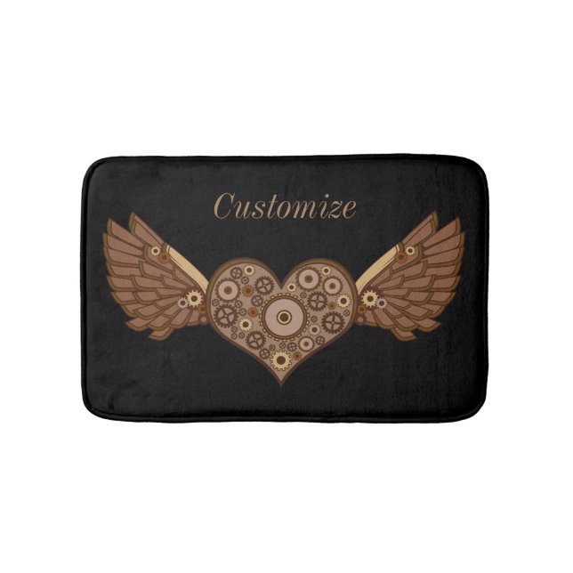 Steampunk Winged Heart with Gears Thunder_Cove Bath Mat (Front)