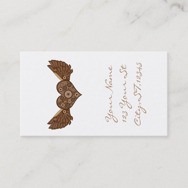 Steampunk Winged Heart with Gears Thunder_Cove Business Card (Front)