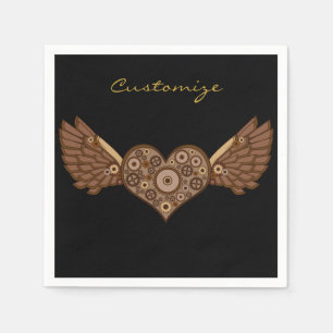 Steampunk Winged Heart with Gears Thunder_Cove Napkin