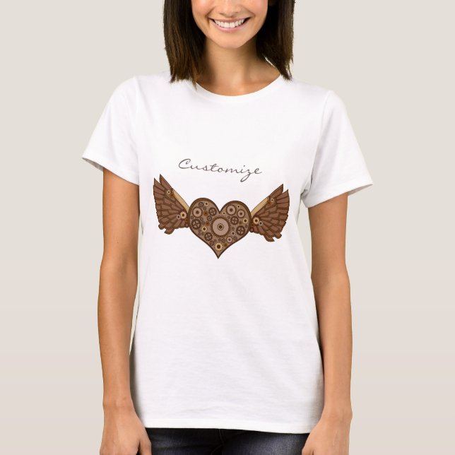 Steampunk Winged Heart with Gears Thunder_Cove T-Shirt (Front)