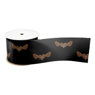 Steampunk Winged Hearts with Gears Thunder_Cove Satin Ribbon