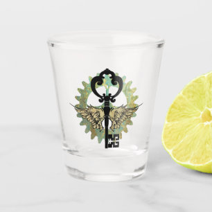 Steampunk Winged Key & Cog Wheel Design Shot Glass